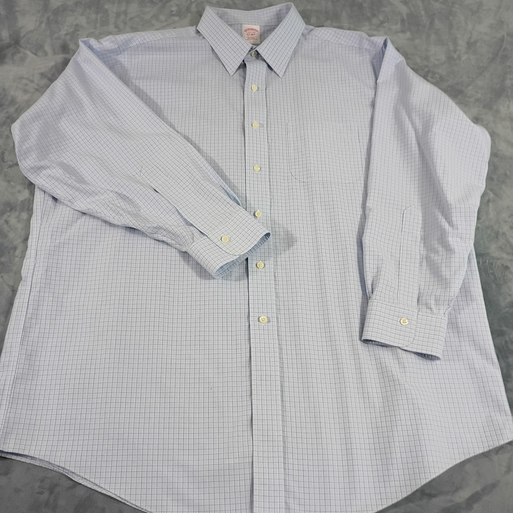 Brooks Brothers Mens 17.5 33 Traditional Fit Non-Iron Cotton Tattersall Shirt